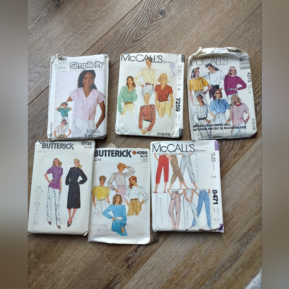 Vintage 1980s Butterick Simplicity McCalls Women's Sewing Patterns Skirt Tops